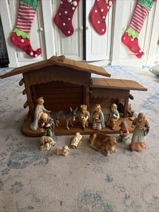 Hummel Goebel 11 pc Nativity Figurine Set 214 Series Germany Vintage W/ Stable! - Picture 1 of 21