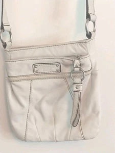 Tignanello Genuine Pebbled Leather Multi-Pocket Crossbody Purse Bag Bone - Bild 1 von 6