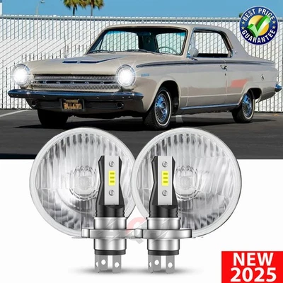 Dot Approved 7" inch Round Led Headlight High-Low Beam for Dodge Dart 1964-1976 - Image 1 of 4