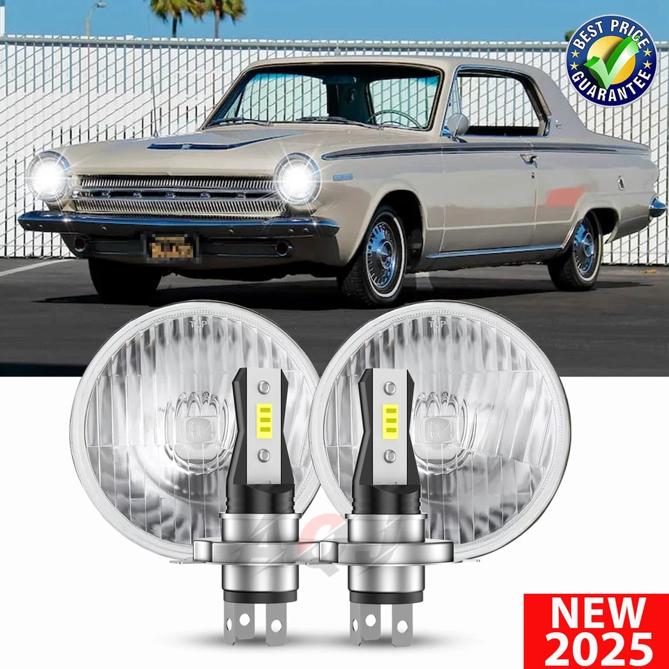 Dot Approved 7" inch Round Led Headlight High-Low Beam for Dodge Dart 1964-1976 - Image 1 of 4
