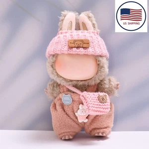 Pink Clothes for Labubu, Handcrafted Crochet 3-Piece Set for 17cm Labubu Outfit - Picture 1 of 5