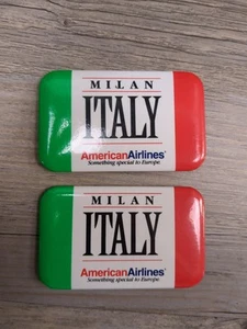 Vintage Pinback Button AMERICAN AIRLINES Werbung ITALIEN 2er Set - Bild 1 von 4