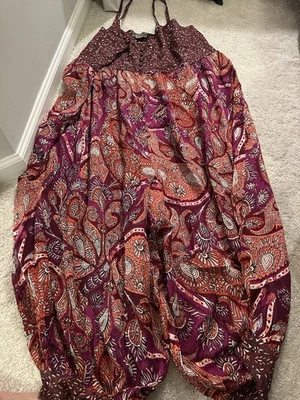 Mono Anthropologie Vega Lounge para mujer talla grande 2X boho borgoña nuevo con etiquetas Foto 1 de 4