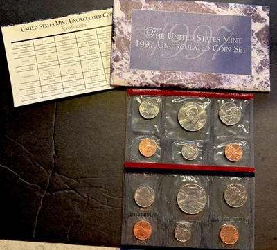 1997 P&D Mint Set Brilliant Uncirculated US with Envelope & COA (10 Coin Set) - Image 1 of 2