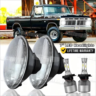 Faro LED redondo alto/bajo para camioneta Ford F-100 F-250 F-350 1953-1977 7" pulgadas Foto 1 de 4