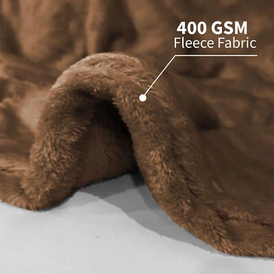 Reversible Large Faux Fur Fleece Throw Super Soft Light Weight Sofa Bed Blanket - Image 1 of 4