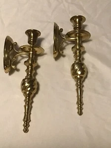 Vintage Brass Hollywood Regency Sconces~Candle Holders~11”~Made In India~VGC! - Picture 1 of 6