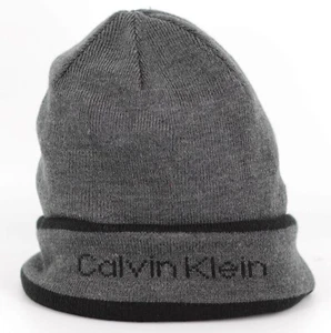 Gorro reversible Calvin Klein para hombre talla única gris negro logotipo invierno - Imagen 1 de 4