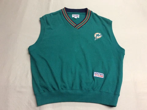 VINTAGE 90S STARTER PRO LINE MIAMI DOLPHINS SIDELINE SWEATER VEST MENS LARGE Cover