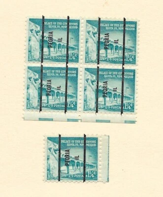 US #1031A-71 1 Block & 1 Single, MNH, Palace of Governors, Peoria, Ill., stamp - Image 1 of 2