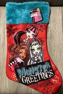 Monster High Weihnachtsstrumpf 2015 Neu mit Etikett Frankiestein Draculaura Clawdeen Wolf - Bild 1 von 6