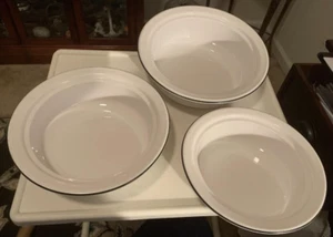 3 mixing bowl in white with color band on rim 11" DIA 10" DIA 9" DIA - Picture 1 of 5