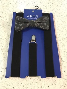 Adjustable Bow Tie & Black Stretch Suspenders Set 1 Size Fits All $50 - Picture 1 of 3