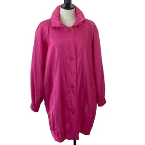 Sanyo Carol Cohen Rain Coat Wind Breaker Womens Vintage Size Large Hot Pink - Picture 1 of 19