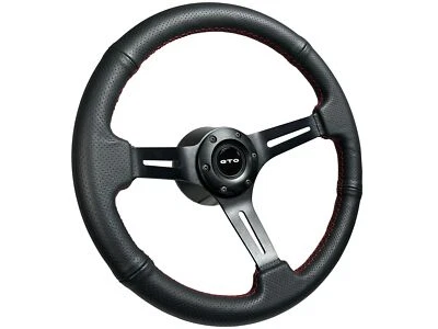 1969-73 Pontiac GTO 14" Perforated Black Leather 6-Bolt Slots Steering Wheel Kit - Image 1 of 4
