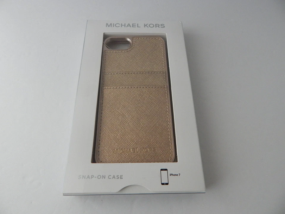 Michael Kors Saffiano Leather Snap On Case for iPhone SE iPhone 8/7 Pale Gold - Image 1 of 4