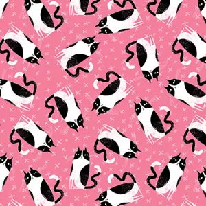 Gatos caprichosos Benartex Purrfect en rosa de Terry Runyan tela 100 % algodón - Imagen 1 de 3