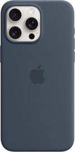 Apple iPhone 15 Pro Max MagSafe Silikonowe etui Storm Blue UŻYWANY NAROŻNIK USZKODZONY - Zdjęcie 1 z 7