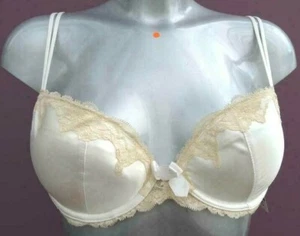 Chantelle Divine Ivory Satin & Gold Lace Bra Underwired Push Up + removable pads - Picture 1 of 3
