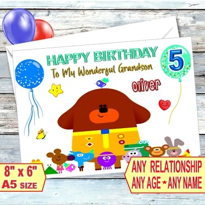 SUES CELEBRATION CARDS Personalised Child Birthday Card Hey Duggee Grandson Daughter Son Granddaughter