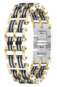 Invicta Elements Men's 227mm Collection Silver-Gold-Black Men's Bracelet New - Picture 1 of 1