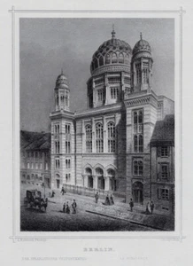 BERLIN: Die neue Synagoge. Echter Stahlstich, Kolb um 1880 - Picture 1 of 1