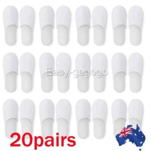 20Pairs Unisex White Disposable Slipper SPA Non-Slip Slippers Hotel Household Q - Picture 1 of 11