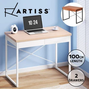 Artiss Office Desk Computer Study Desks Metal Table Home Laptop With Drawers - Picture 1 of 24