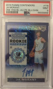  JA MORANT RC AUTO BLUE SHIMMER CONTENDERS 2019-20 Panini /20 MINT PSA - Picture 1 of 6