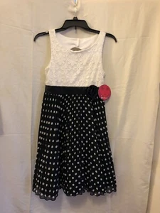 Girl’s Emily West Black And White Polkadot dress. Size 16, New With Tag. - Picture 1 of 5