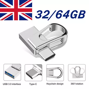 LOT 32/64GB TYPE-C USB A 2 in 1 Flash Pen Drive Memory Stick Android/Samsung/PC - Picture 1 of 13