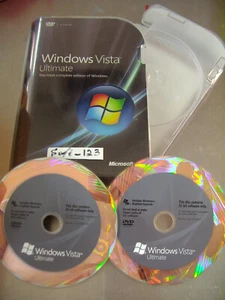  Microsoft Windows Vista Ultimate Full 32 Bit & 64 Bit DVDs =RETAIL BOX= - Picture 1 of 6