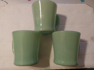 Vintage Fire King Oven Ware Jadeite Restaurant D Handle Coffee Mugs "Set of 3" - Picture 1 of 4