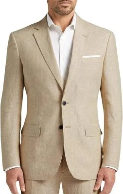 Hombres Lino 2 Piezas Traje Verano Boda Novio Bestmen Esmoquin Trajes 40 42r 44r 46r Foto 1 de 4