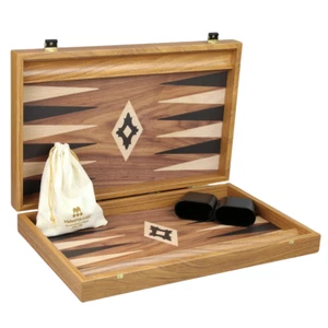 Manopoulos Walnut Backgammon Set 23 Inch with Storage Racks - Picture 1 of 6