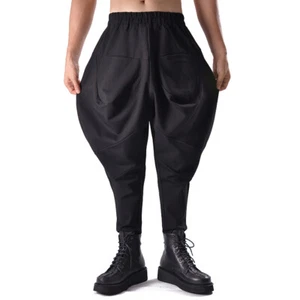 Men Elastic Waist Pants Horse Riding Breeches Tapered Baggy Bottoms Stretch - Picture 1 of 11