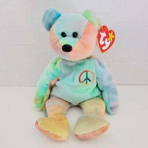 Ty Beanie Baby PEACE Bear 5ta Generación 1996 PE Pellets Tie Dye VENDEDOR DE CONFIANZA NUEVO CON ETIQUETAS - Imagen 1 de 12