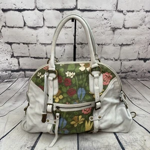 Paule Marrot Editions Handtasche weiß Blumen Leder Schultertasche groß - Bild 1 von 12