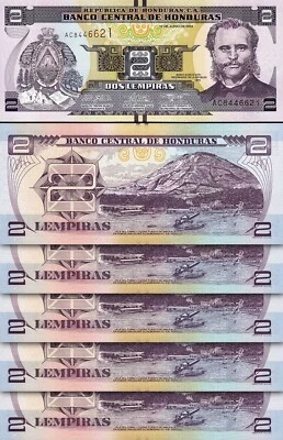Honduras 2 Lempiras 2014, UNC, 5 Pcs LOT, P-97 - Image 1 of 4
