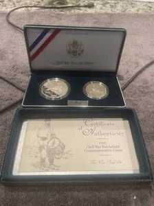 1995 S Civil War Battlefield Proof Commem 90% Silver Dollar CN-Clad Half OGP Set - Picture 1 of 9