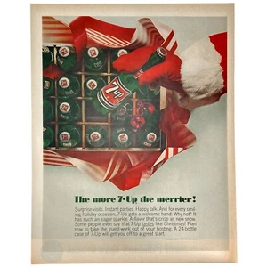 Papá Noel 1965 7-Up "Sabes a Navidad", estuche de 24 botellas anuncio impreso vintage - Imagen 1 de 1