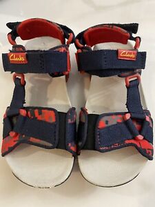 Clarks Sandals Navy blue , Red  & White Adjustable Straps Boys Size 11 Sample