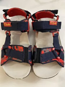 Clarks Sandals Navy blue , Red & White Adjustable Straps Boys Size 11 Sample - Picture 1 of 12