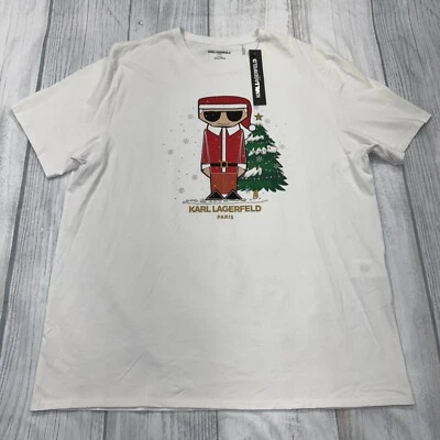 NWT Karl Lagerfeld Paris Christmas Tree T Shirt 2XL Logo Short Sleeve Mens - Image 1 of 4
