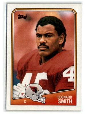 1988 Topps Football  #257 Leonard Smith Rookie Phoenix Cardinals - Image 1 of 2