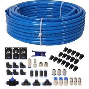 Garage Air Compressor Master Kit,3/8 Inch (9.5MM) 60 Feet PU tubing,Blue Tubing - Picture 1 of 16