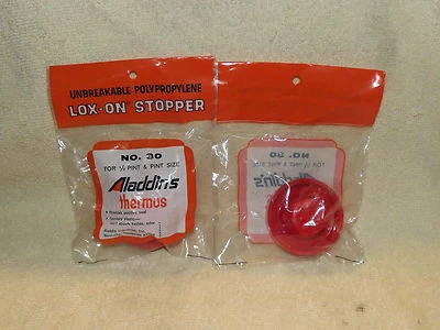 2 Paquetes Aladdin Aladdin's Termo Lox En Tapón Tapa Superior Rojo # 30 Nuevo (b) Foto 1 de 3