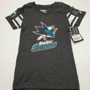 NWT San Jose Sharks NHL Hockey V-Neck T-Shirt Youth Girls Small New With Tags