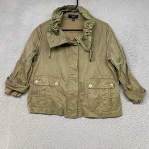 Talbots Jacket Womens 12P Utility Military Pockets Green Button Up Nylon - Picture 1 of 11