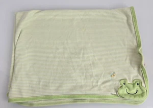 Carters Vintage Just One Year Frosch BLAU Biene GRÜN Streifen Babydecke Baumwolle Strick - Bild 1 von 4